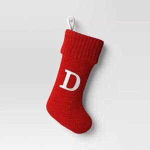 Target Wondershop Letter “D” Monogram 20" Red Knit Stocking